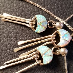 Vintage Ralfe Rings Sterling Opal Necklace Set